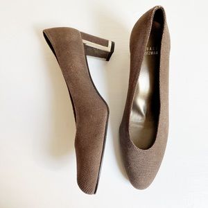 Stuart Weitzman Logofirstclass Goosebump Mid-Heel Pump, Mushroom Size 8 NIB